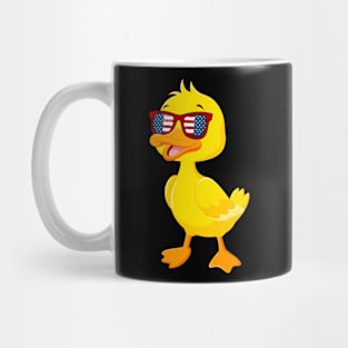 Patriotic Duck With America Flag Sunglasses 4Th Of July Mug